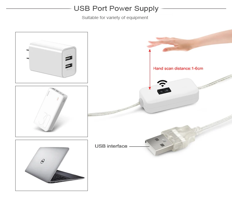 Ручной датчик подметания, ночник, Светодиодная лента, USB 5 В, датчик движения, переключатель освещения, светильник для спальни, домашний светодиодный ночник
