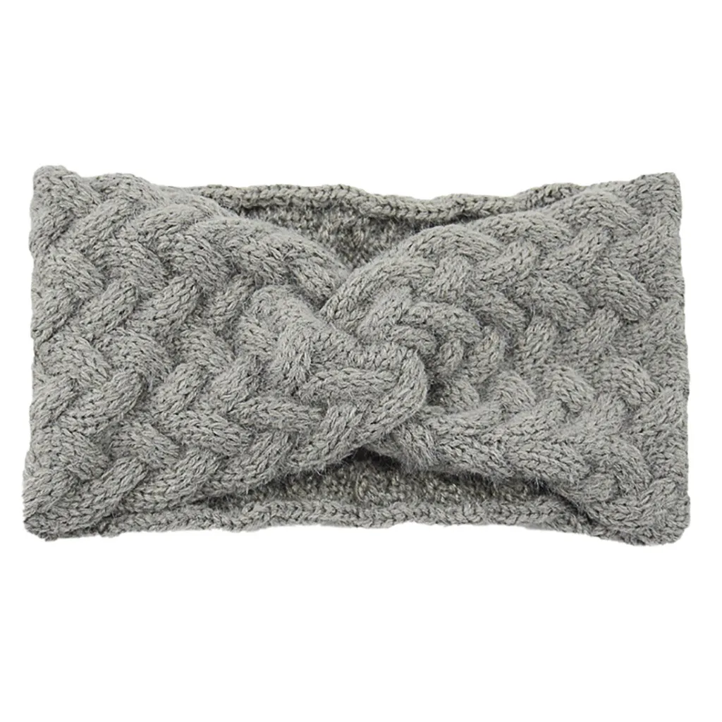 Новые однотонные вязаные плюшевые ободки для волос Зимняя женская богемная