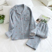 women pajamas set autumnwinter pure cotton thick long sleeve female sleepwear air cotton warm comfy soft cotton homewear set