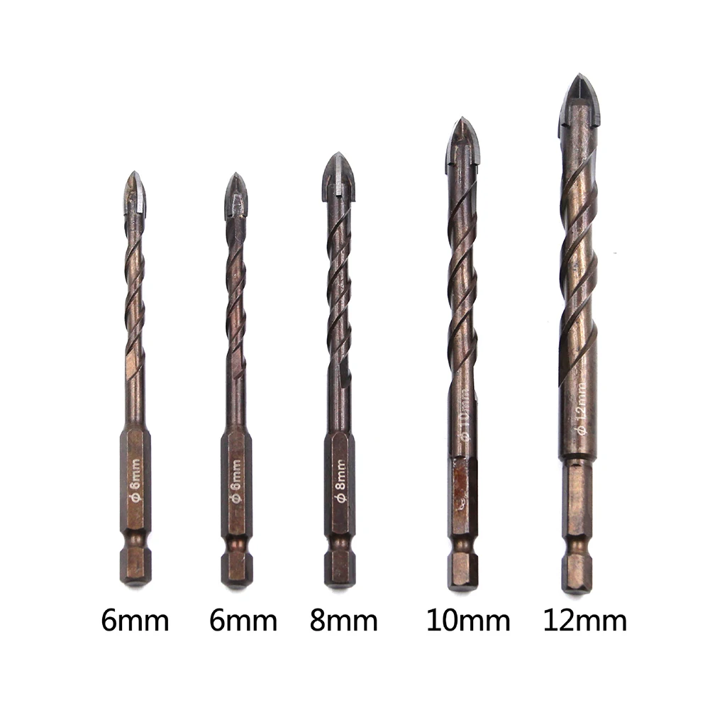 

1Pcs Cross Hex Tile Bits Glass Ceramic Concrete Hole Opener Alloy Triangle Drill Size /6/8/10/12 Mm Tool Bit Screwdriver Head