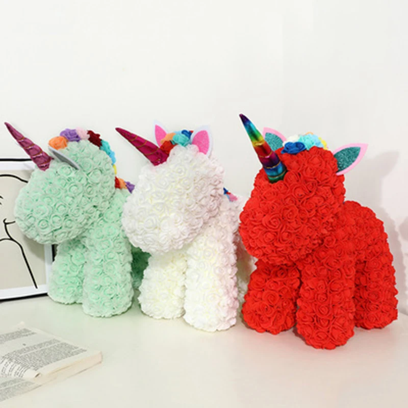 

30-40Cm Led Rose Unicorn Soap Foam Artificial Flowers Toy Unicorn In Gift Box Birtthday Valentines Christmas Gifts for Wome