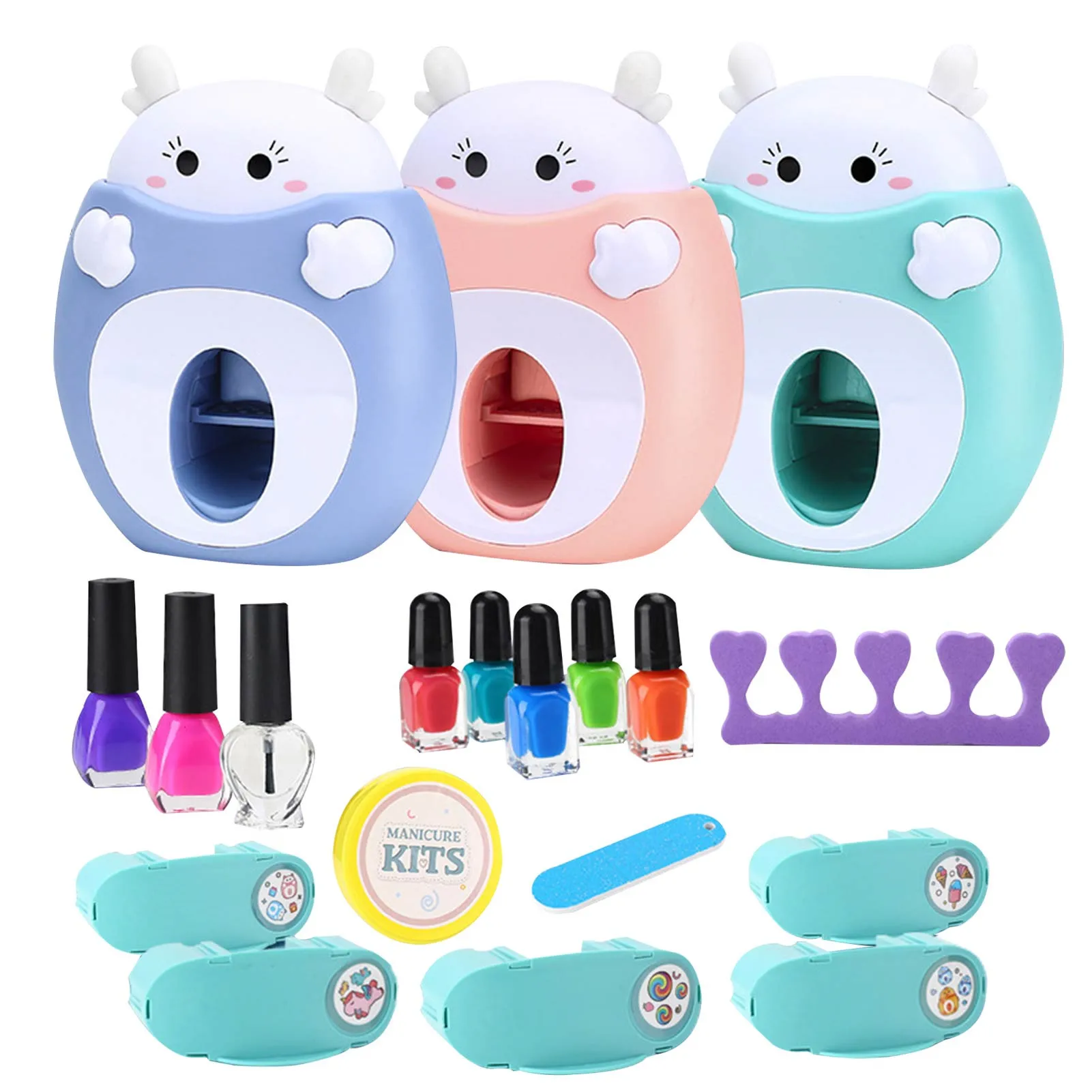 

17 Pcs High Quality Kids Nail Art Kit Cute Princess Pretend Play Toys Set Nail Stamper Set Perfect Gift For Girls Education Toys