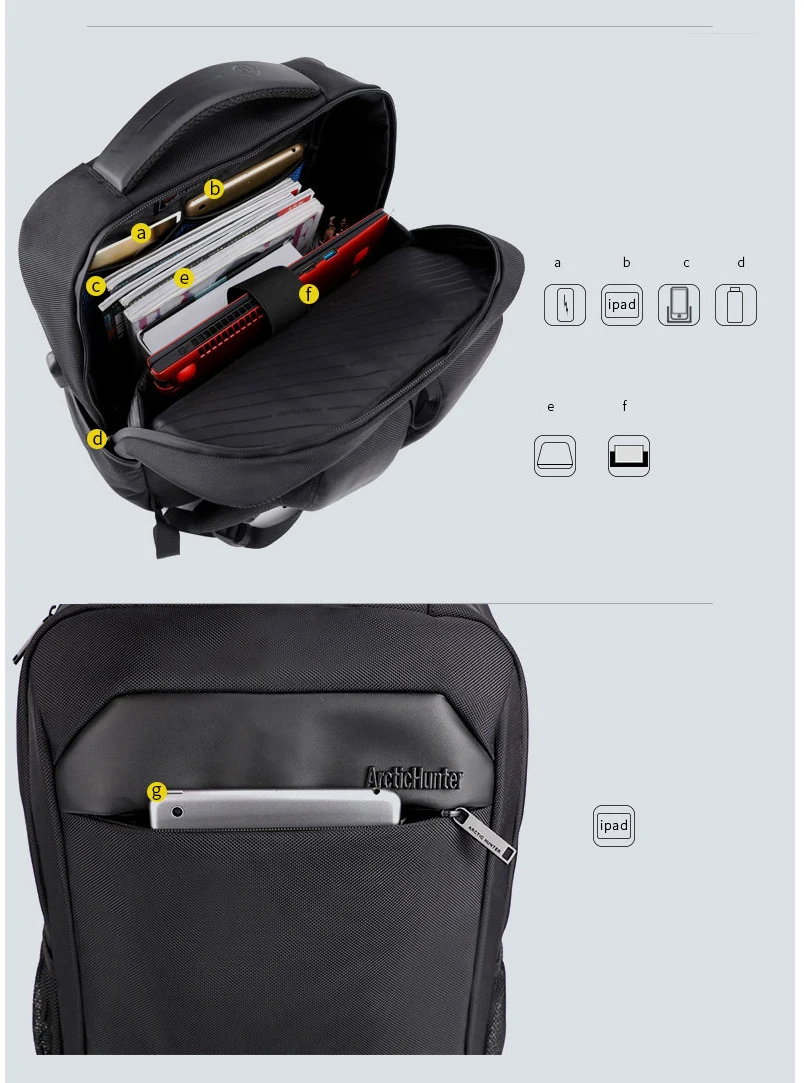 ARCTIC HUNTER, новинка, повседневная мужская сумка Mochila, мужская сумка через плечо, нейлоновая, водонепроницаемая, для студентов колледжа, сумка для компьютера, рюкзак, школьный ранец