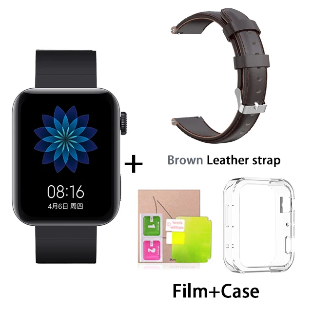 Black n brown lstrap Новые Xiaomi mi часы mi UI Android умные часы Bluetooth 4,2 многофункциональные часы с NFC A Ture Smart Wtach - Цвет: Black n brown lstrap