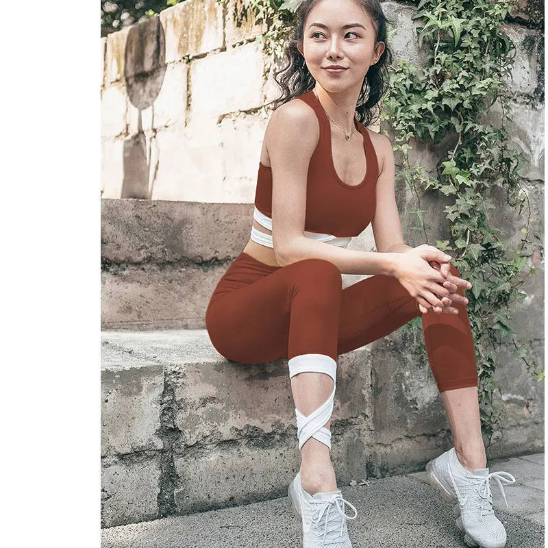Женские комплекты из 2 предметов жилет бюстгальтер Длинные трусики для бега