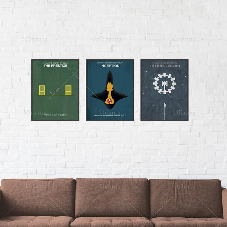 

Christopher Nolan Poster Set, The Prestige,Inception,Movie Minimalist Print, Movie Poster, Nolan Collection,Nolan Artwork Canvas