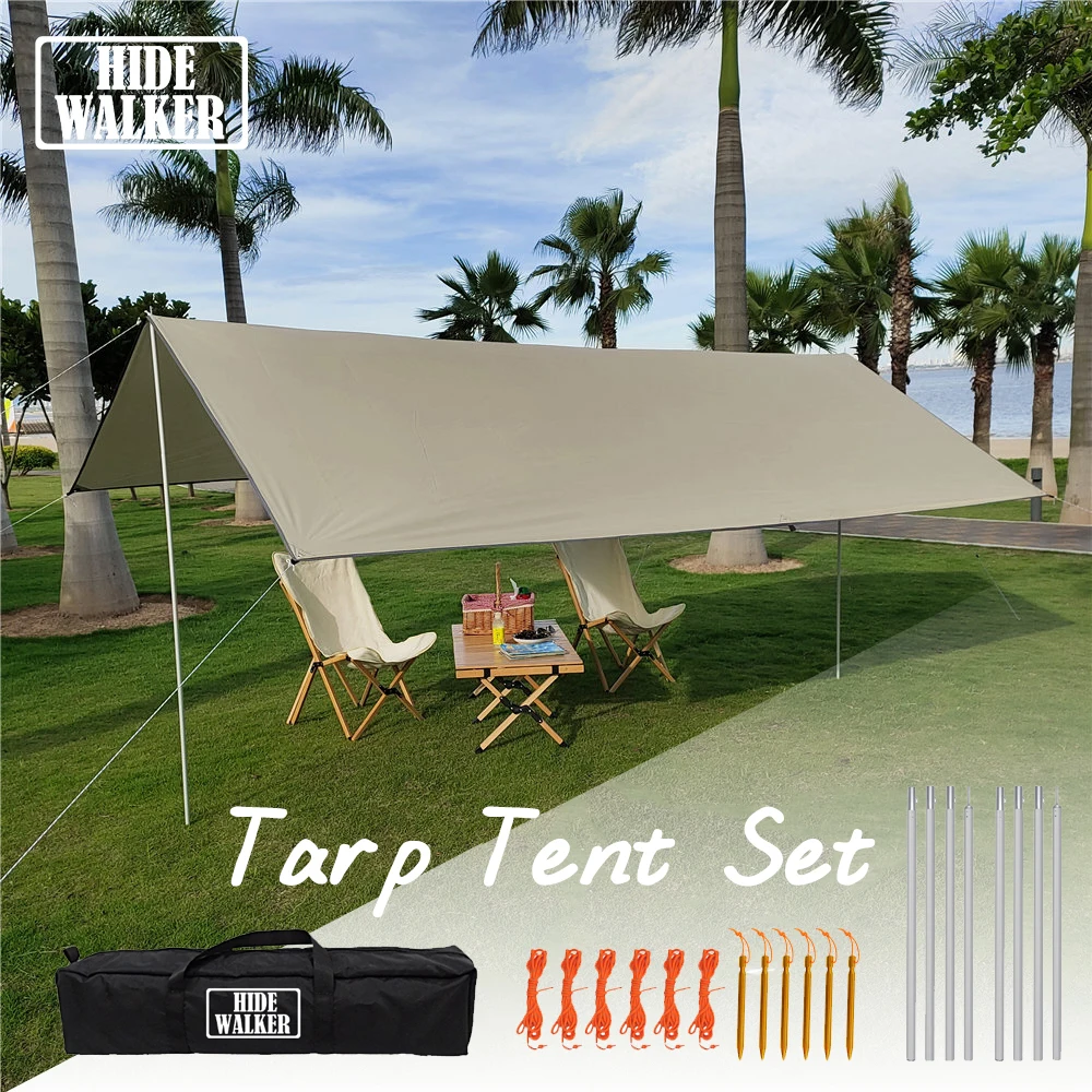 3x3m 3x5m Ultralight Tarp Camping Sun Shelter Tourist Awning Picnic Canopy Outdoor Waterproof Camp Sun Shade Hammock Canopy UV50