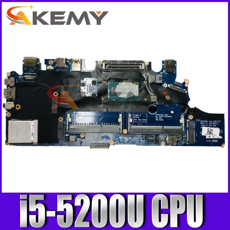 

Original Laptop motherboard For DELL Latitude E7250 SR23Y i5-5200U CPU CN-02YX3C 02YX3C LA-A971P Mainboard perfect work