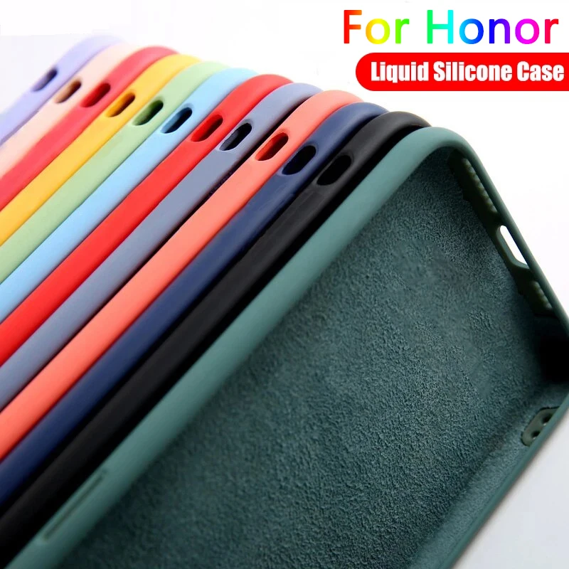 

Original Liquid Silicone Case For Huawei Honor 10 20 30 Mate 20 P20 P30 Lite Pro 9A 9X 10i 20S 30S Y7A Y9S Soft Phone Case Cover