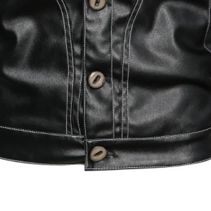 Осенне зимняя куртка из искусственной кожи мужская верхняя одежда 2019 отложной