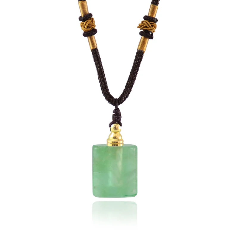 

1PC Natural Green Fluorite Charm Quartz Crystal Healing Stone Pendants Essential Oil Diffuser Bottle Pendant Gift
