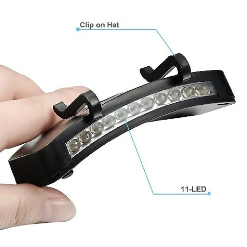 

Super Bright Night Fishing 11-LED Cap Light Headlight Headlamp Head Flashlight Head Hat Clip On Light Fishing Head Lamp