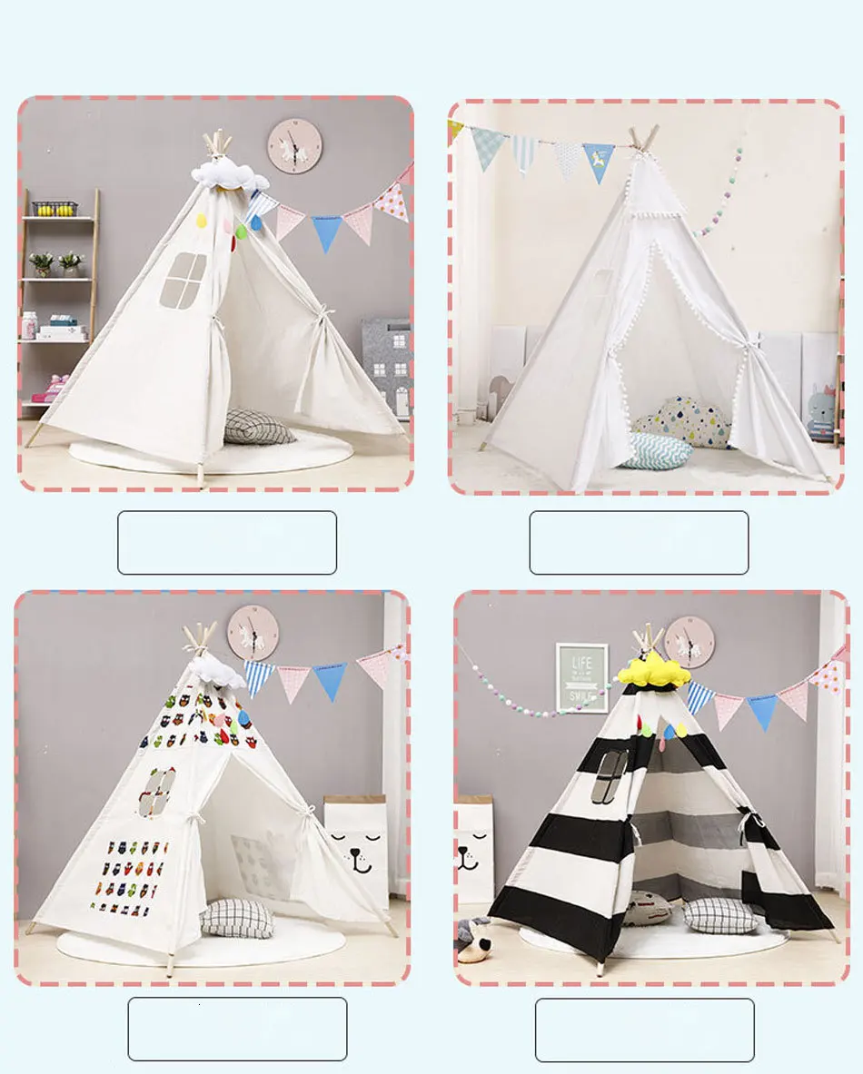 11 типов большая палатка teepee хлопковая парусиновая детская палатка детский игровой дом для девочек Wigwam игровой дом Индия палатка-вигвам Декор для комнаты