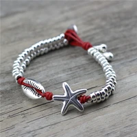 anslow original design trendy fashion jewelry vintage leather bracelet sea shell starfish bead diy charms friendship low0832lb