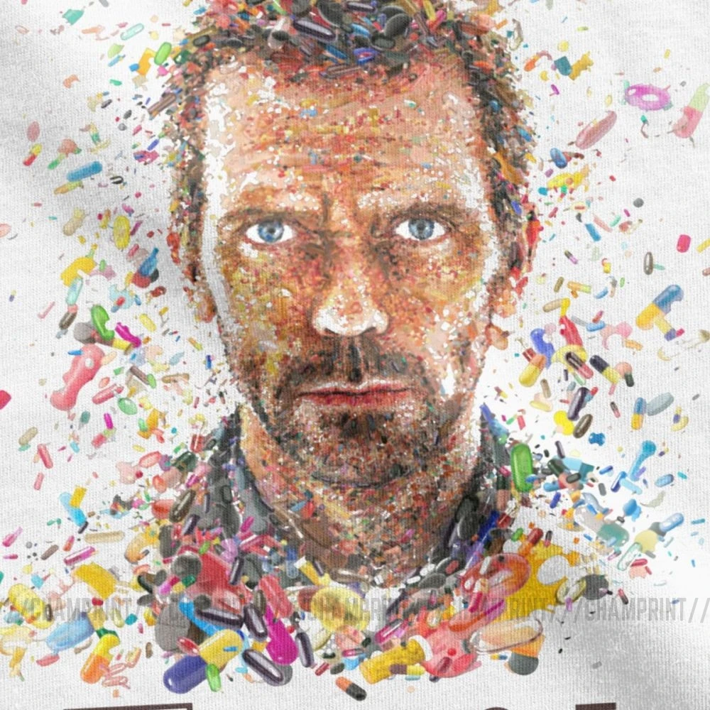 Забавные мужские футболки House MD с рисунком таблетки топы коротким рукавом Hugh Laurie