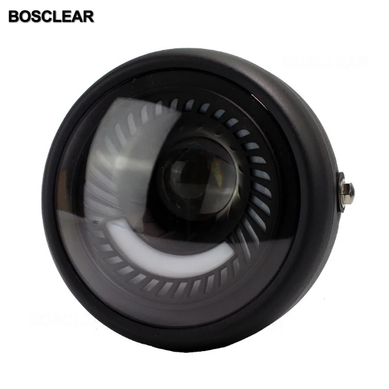 6.5inch For CG125 GN125 Cafe Racer Bobber Custom Motorcycle Metal Projector DRL LED Front Headlight With Angel Eye Hi/Lo Beam |