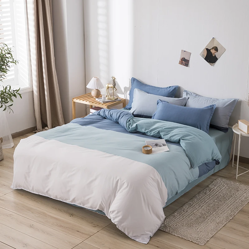

OXYGEN Solid Bedding set 4pcs bed sheet set geometric Bed Linen Pastoral Duvet cover set Twin Full Queen King size