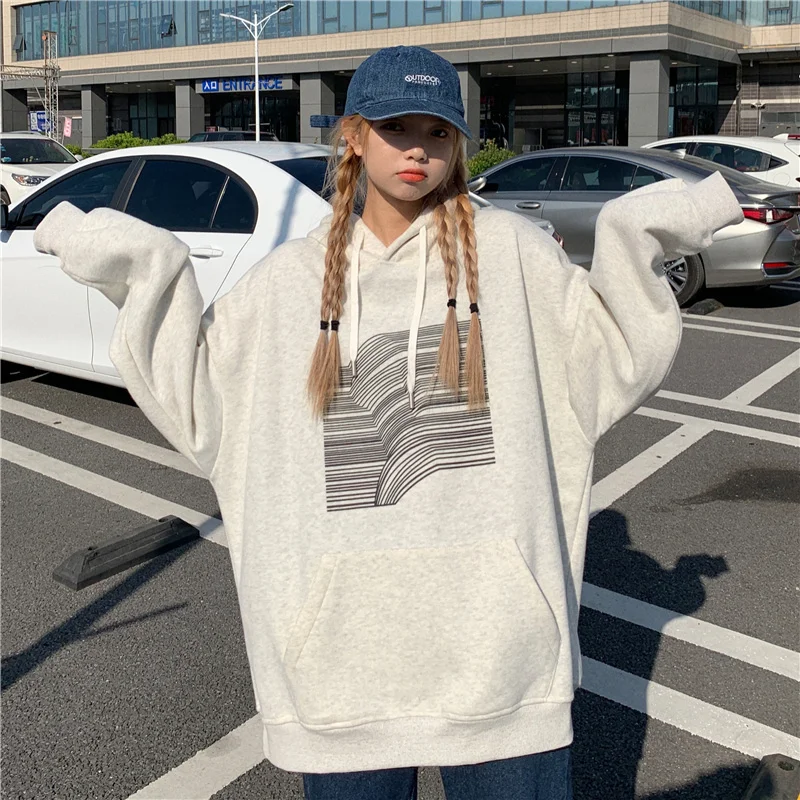 Женский свитер свободного покроя с капюшоном | Женская одежда