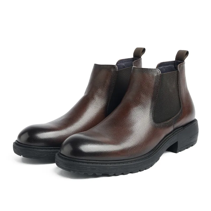 

Модные черные/темно-коричневые мужские классические ботинки на платформе ботинки из натуральной кожи мужские ботильоны