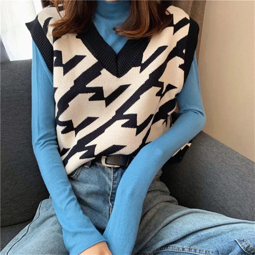 Шикарный модный клетчатый полосатый вязаный жилет женский свитер укороченный