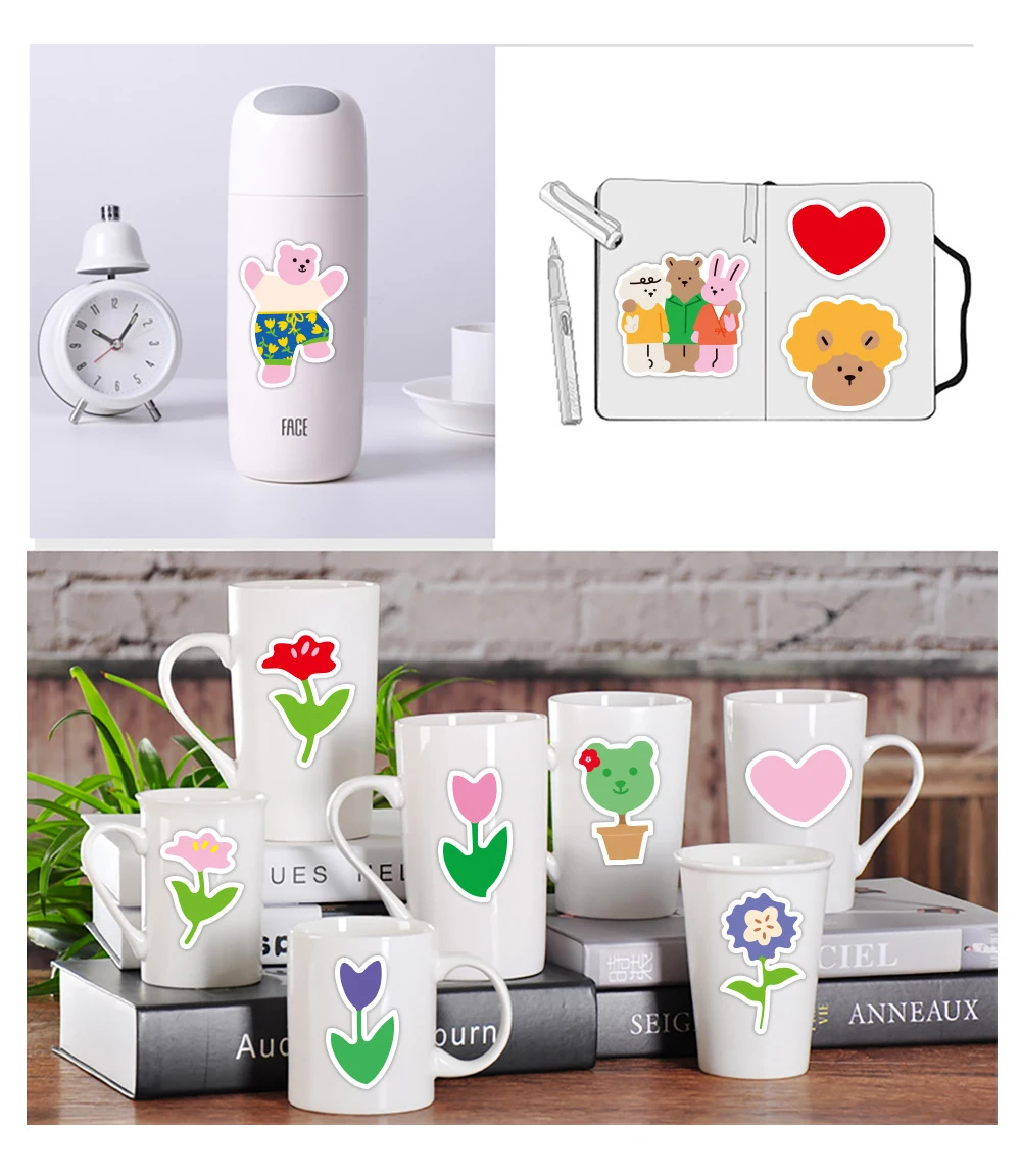 50 шт./компл. милые кавайные этикетки Водонепроницаемый ПВХ корейский наклейка с