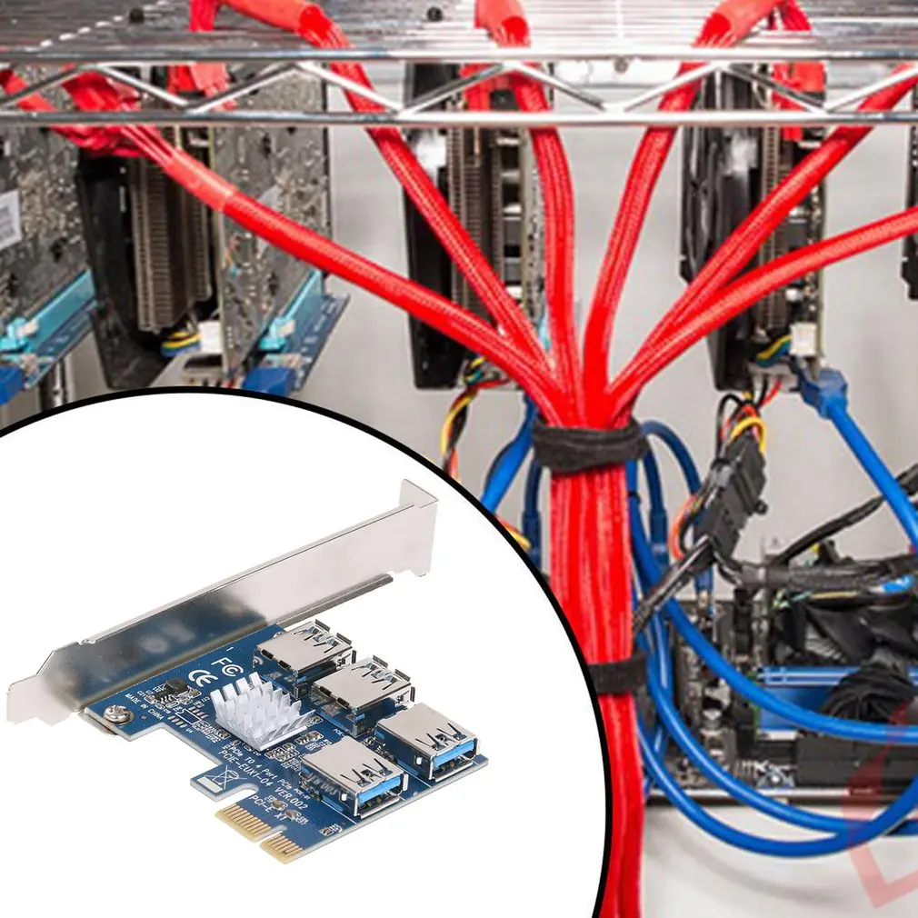 

Riser Card PCIe One To Four PCI Express 16X Slots Riser Card PCI-E 1X To External 4 PCI-e Slot USB 3.0 Riser Card