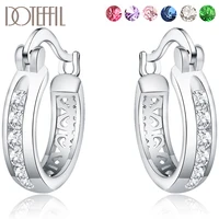 doteffil 925 sterling silver whitegreenredpinkpurpleblue round zircon hoop earrings for woman wedding engagement jewelry