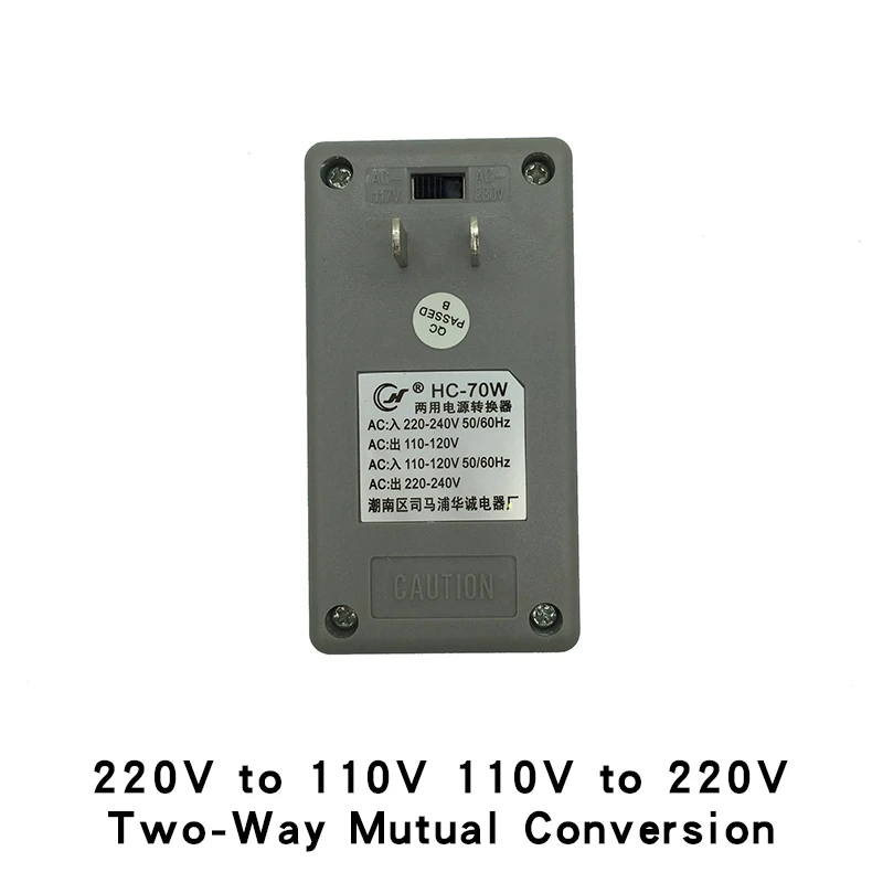 220V до 110V Шаг вниз Напряжение конвертер Мощность трансформатор 60 Вт 70 штепсельная