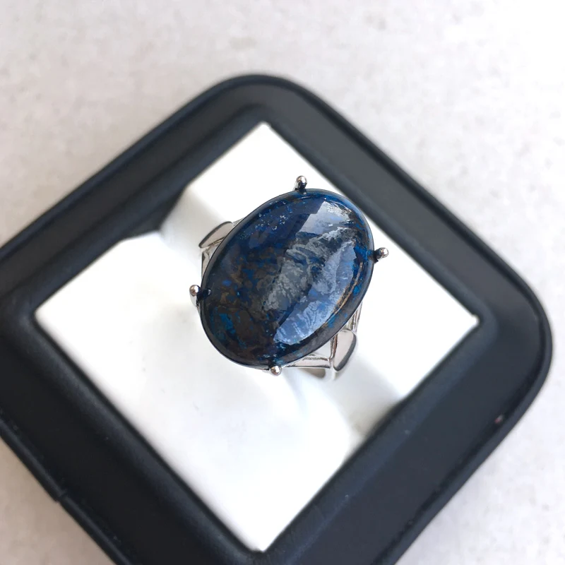 Женское кольцо с большим камнем CSJ из натурального хрусталя Овальный Малахит 13*18