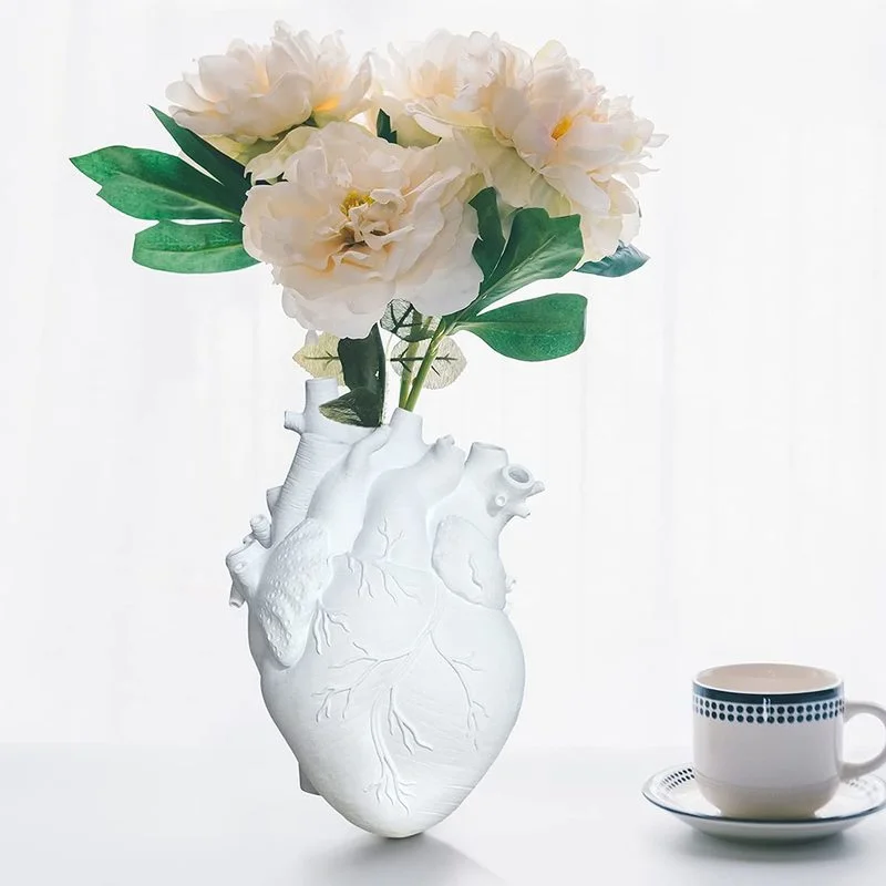 

Anatomical Heart Vase Creative Resin Flower Pot Nordic Stijl Vase Countertop Desktop Ornament Home Decoration Living Room