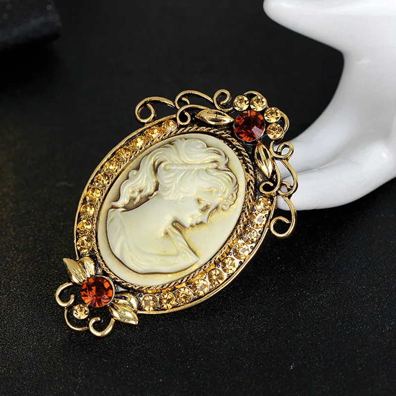 Женские винтажные броши-камеи Кристальные стразы королевская брошь на булавке