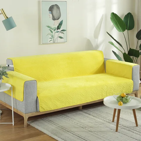 Флисовый чехол для дивана с подлокотником, пылезащитный однотонный чехол для 1, 2, 3 места, простой современный геометрический дизайн, для дома