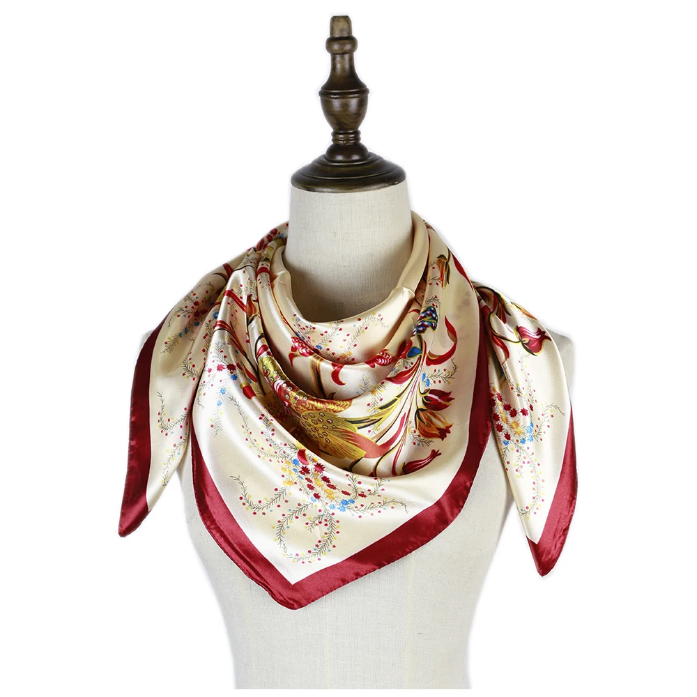 

Sale Items Silk Polyester Scarf Square Hijabs 90cm Bandana Bufanda Hombre Echarpes Foulards Mujer