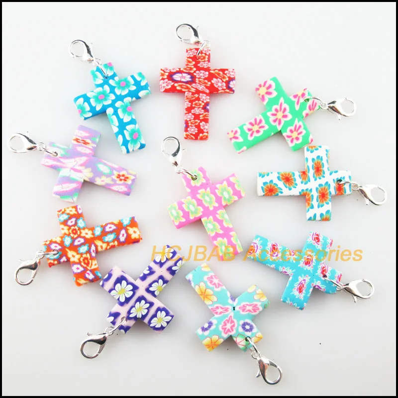 Модная обувь на каблуке 10 шт смешанные Полимерная Глина Крест покрытые серебром