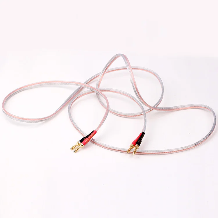 hifi gold plated speaker cable high end 4n speaker system oxygen free pure copper with banana plug single cable for 1 speaker free global shipping