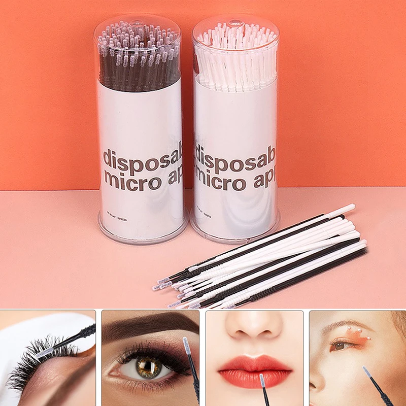 

Drop shipping 100Pcs Disposable Eyelash Brushes Swab Microbrushes Extension Removing Tools Applicators