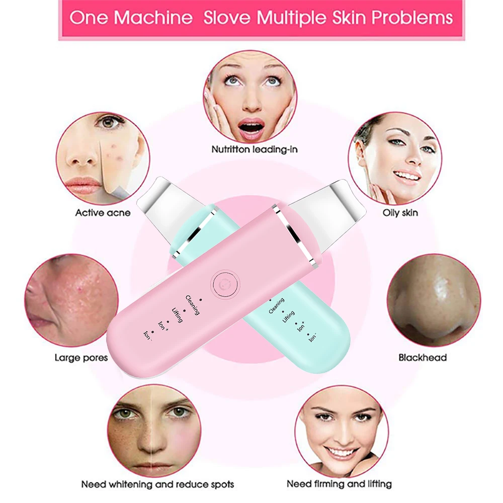 

Ultrasonic Skin Scrubber Vibrating Face Blackhead Remover Facial Scrubber Facial Lift Tool Facial Cleaner Brush Facial Care Tool