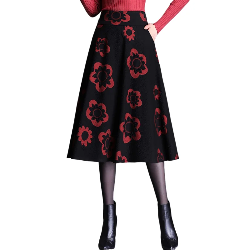 

Юбка Женская шерстяная трапециевидная с завышенной талией и винтажным принтом