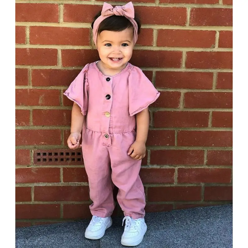 

Imcute Baby Spring Autumn Fashion Toddler Baby Girl Clothes Buttons Romper Jumpsuit Bodysuit Overall Outfit Set