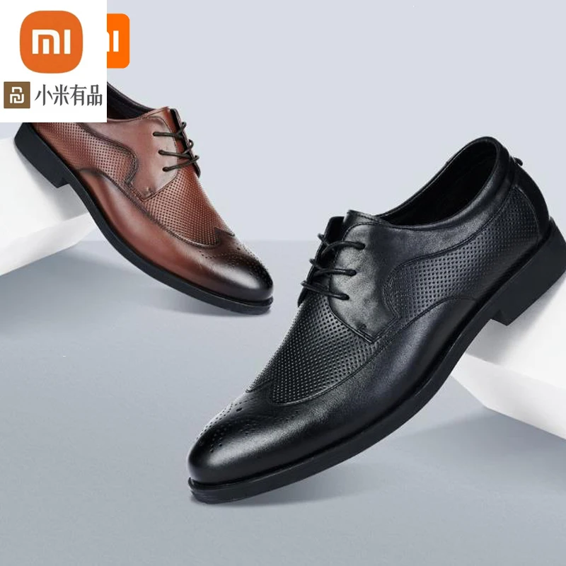 

Туфли xiaomi youpin из телячьей кожи с гравировкой, Классические мужские деловые кожаные туфли высокого качества