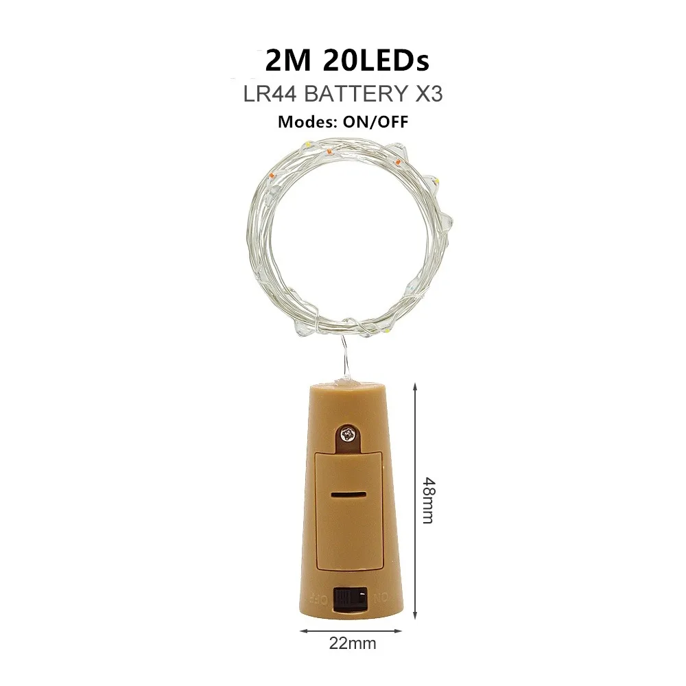 2M 20LEDs Медный провод светодиодный гирлянды 5/10 м праздничное освещение Фея гирлянда для елки Свадебная вечеринка подарок девушки украшения комнаты - Испускаемый цвет: 2M 20LEDs