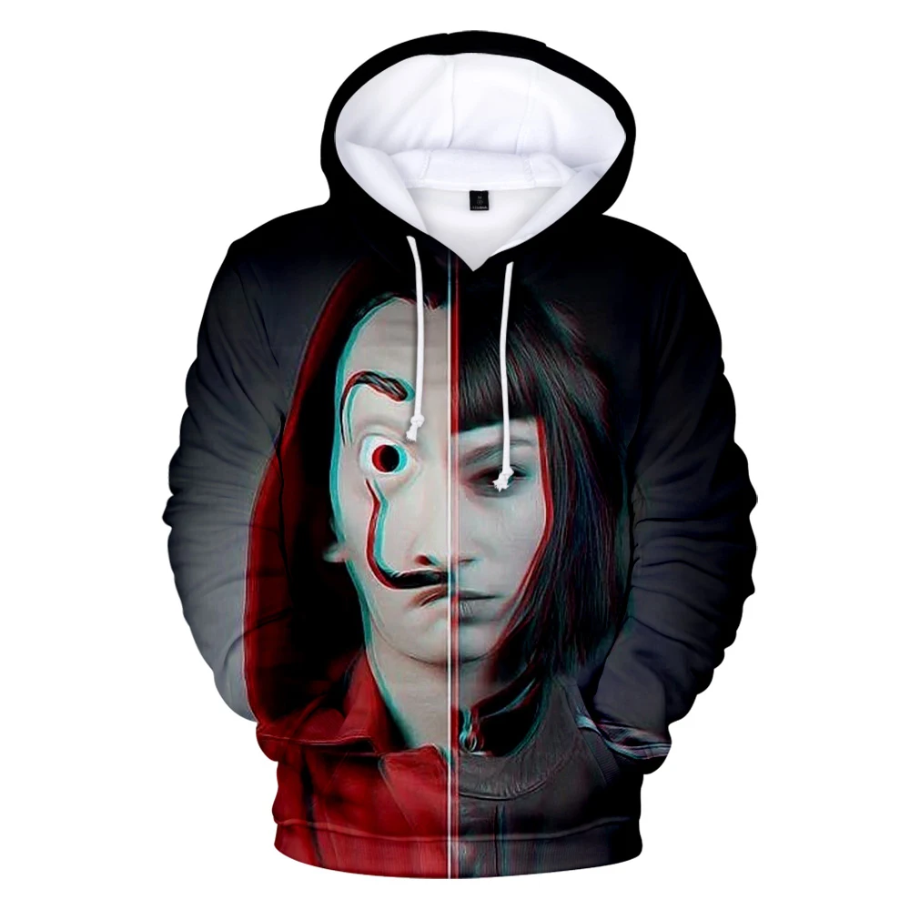 

New Kpop La casa de papel Money Heist House of Paper 3D Hoodies Men/Women Personality Fashion Streetwear Oversized Sweatshirts