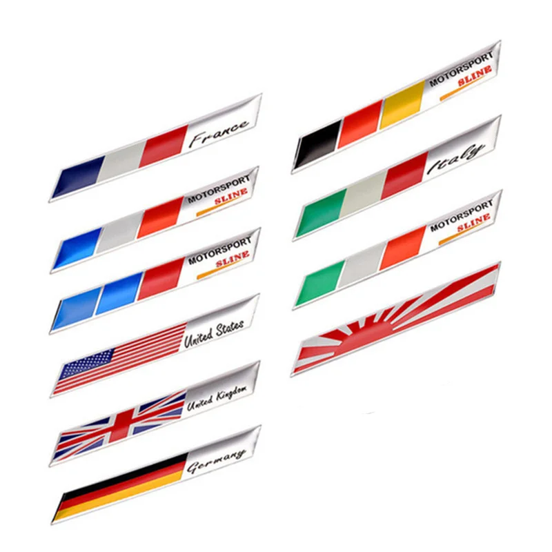 

3D Aluminum Car Sticker Flag Badge Emblem American Italy Russia France Germany England UK USA Sweden Sline Motorcycle Decal