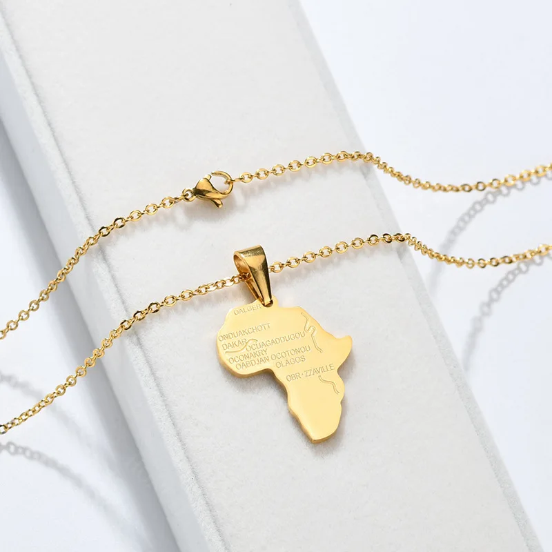 Ожерелье из нержавеющей стали для женщин и мужчин цвет Эфиопский золото