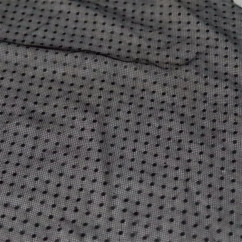 Мягкая сетчатая кружевная ткань в горошек белая Тюлевая для свадебного платья