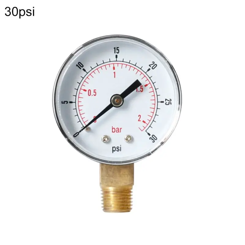 Манометр 52 мм Циферблат 1/" BSPT вертикальный 0/15, 30,60, 100160300 PSI& бар нижнее Крепление - Цвет: 30psi