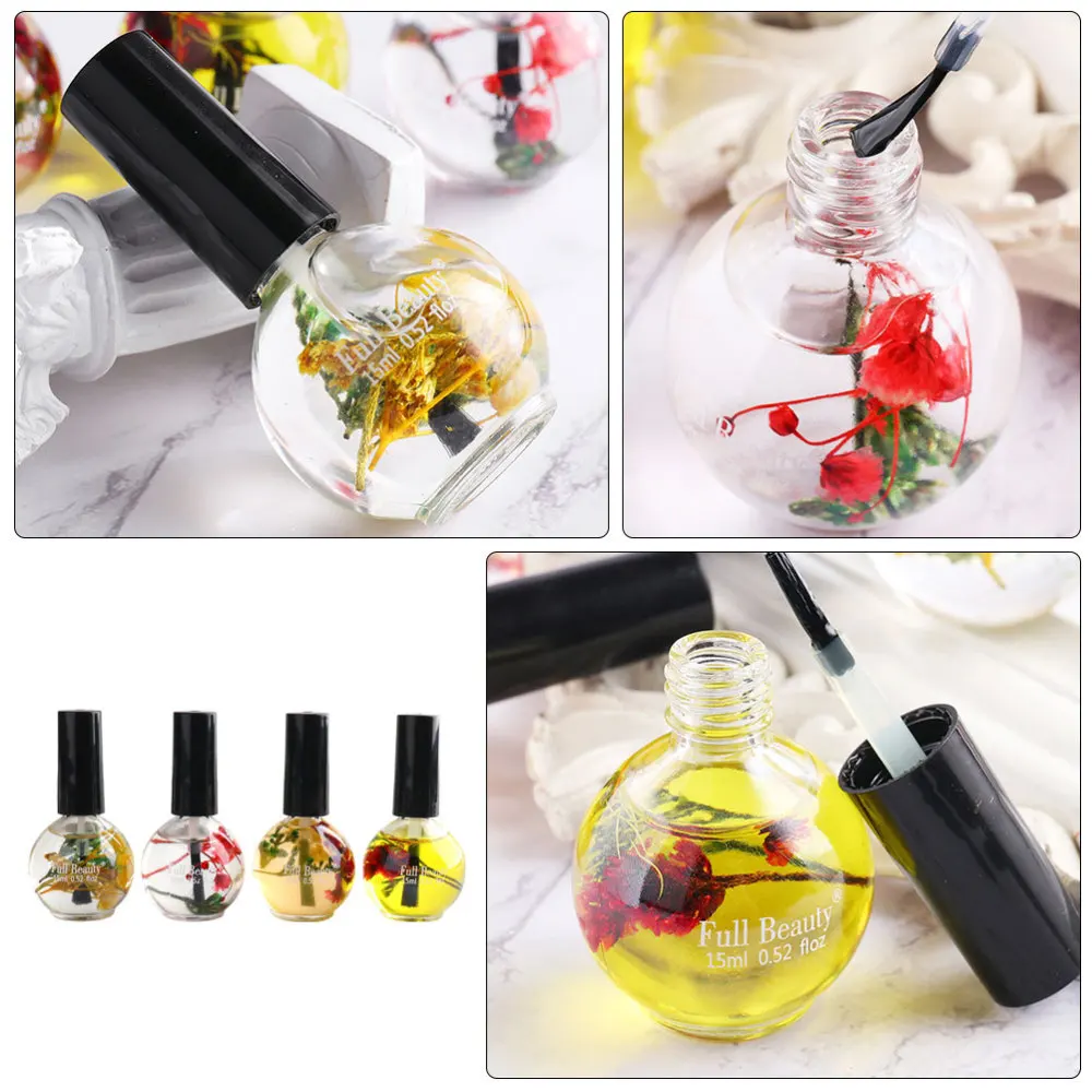 

4pcs 15ml Nail Art Dry Flower Nutrient Oil Nail Edge Care Oil Nail Nutrient Oil