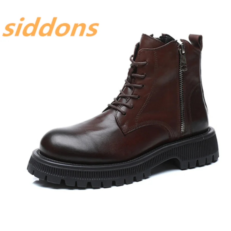 

Женские ботинки Martin, новинка 2021, Осенние универсальные короткие ботинки на толстой подошве в британском стиле, кожаные ботинки с боковой мо...