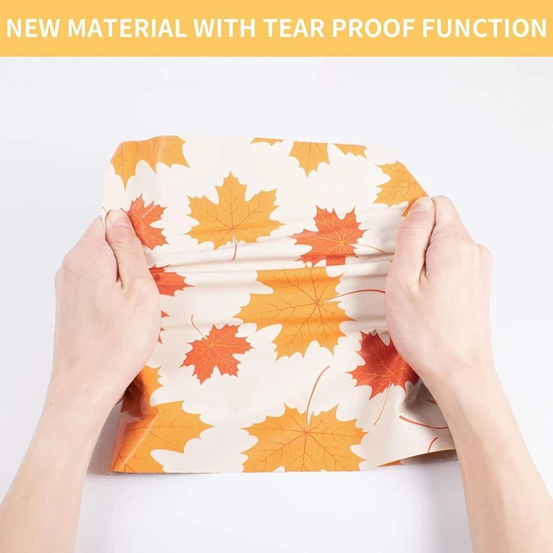 

50PCS 10x13 Inch Maple Leaf Pattern Poly Mailers,Self-adhesive Express Storage Bag for Mail Orders Delivery