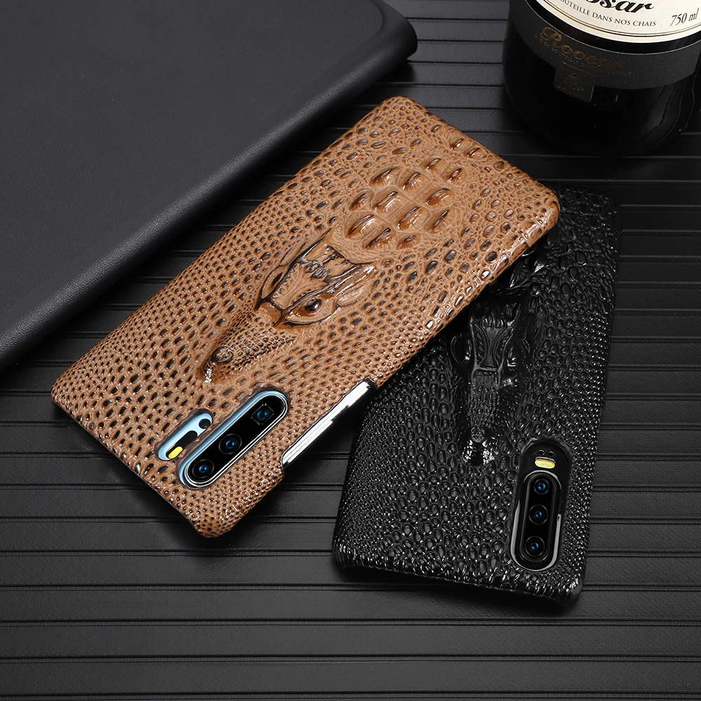 

Case For Huawei P30 Pro Luxury 3d Crocodile Skin Pattern Hard Protective Genuine Leather Back Cover Case